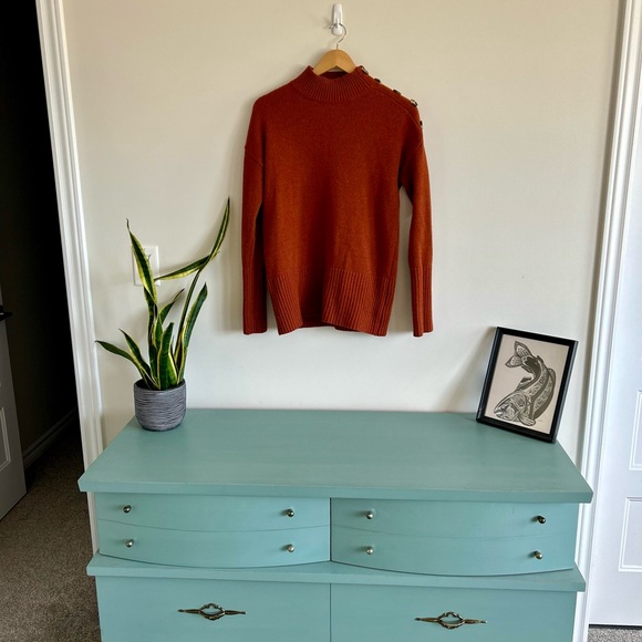 Max Studio Burnt Orange Wool-Blend Sweater - Button Shoulder Detail - Si… - Picture 4 of 10